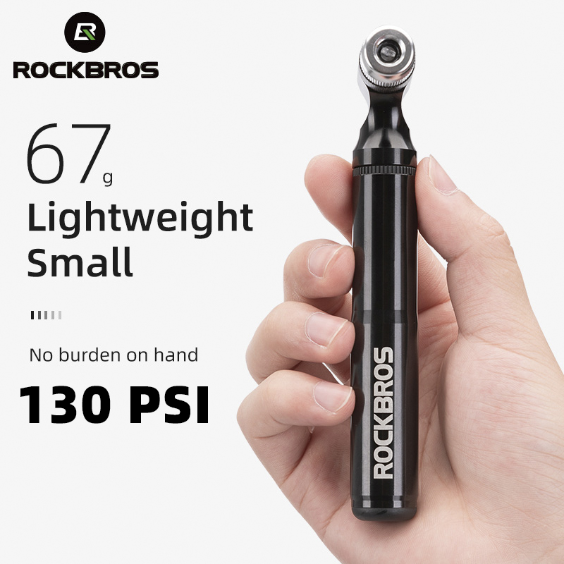 ROCKBROS Pompe à Air Portable pour VTT, Alliage d'Aluminium, Anti-chute, Ultralégère, 130PSI