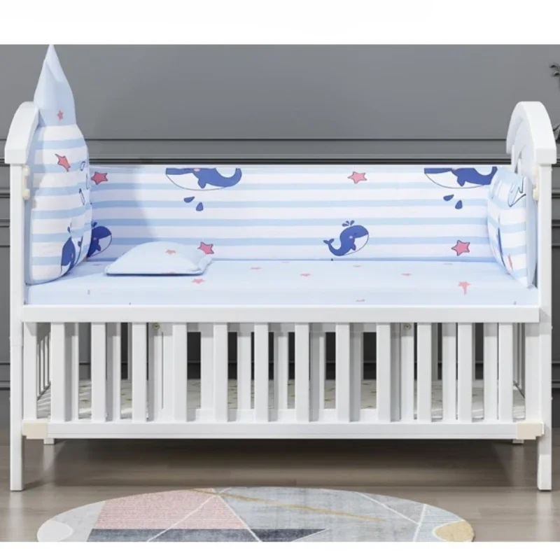 2025, beliebtes Massivholz-Babybett, beweglich, multifunktionales Baby-Schaukelbett, verstellbare Geländerhöhe mit Moskitonetz
