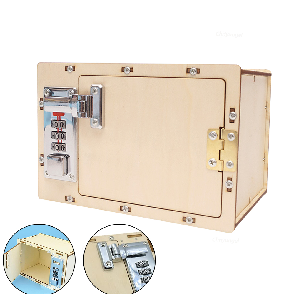 Diy Houten Wachtwoord Box Voor Kinderen Assembleren Code Box Science School Projecten Experiment Kits Wetenschap Speelgoed Stam Educatief Speelgoed