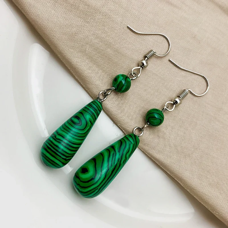 Koreanische Natürliche Stein Tropfen Ohrringe für Frauen Handgemachte Malachit Tigerauge Erklärung Ohrringe Party Geschenke DIY Schmuck Großhandel