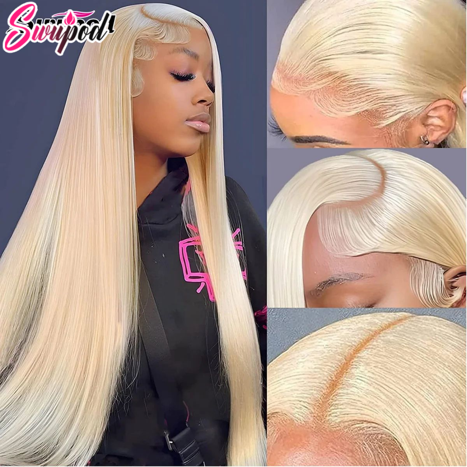 Swupod 13x4 HD parrucca frontale in pizzo per le donne capelli umani Remy lisci 613 Honeny colore biondo Glueless Pre pizzicato