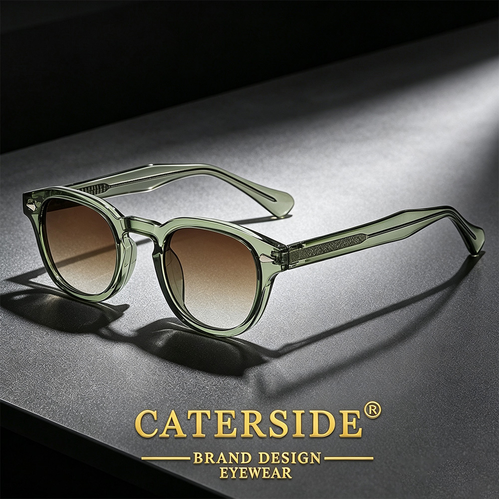 CATERSIDE Retro Round Men แว่นตากันแดด Punk Propionic Acid Pin วัดหรูหราแว่นตากันแดดผู้หญิงกีฬาแว่นตา Party UV400
