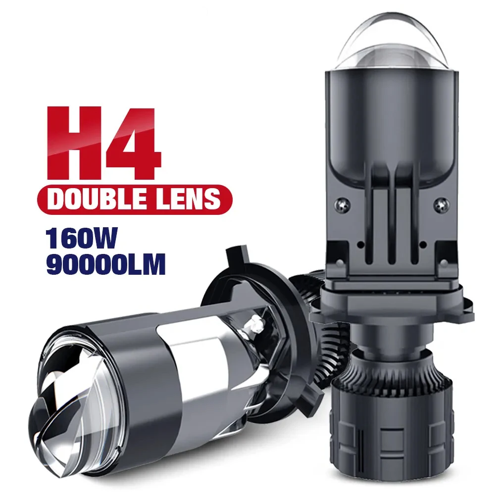 H4 Линзовые фары 160W 90000LM Автомобильные лампы Мини - линзы LED 9003 HIB2 Лампочки Автомобили Мотоциклы Двойной проектор Линзы LED 12V 24V