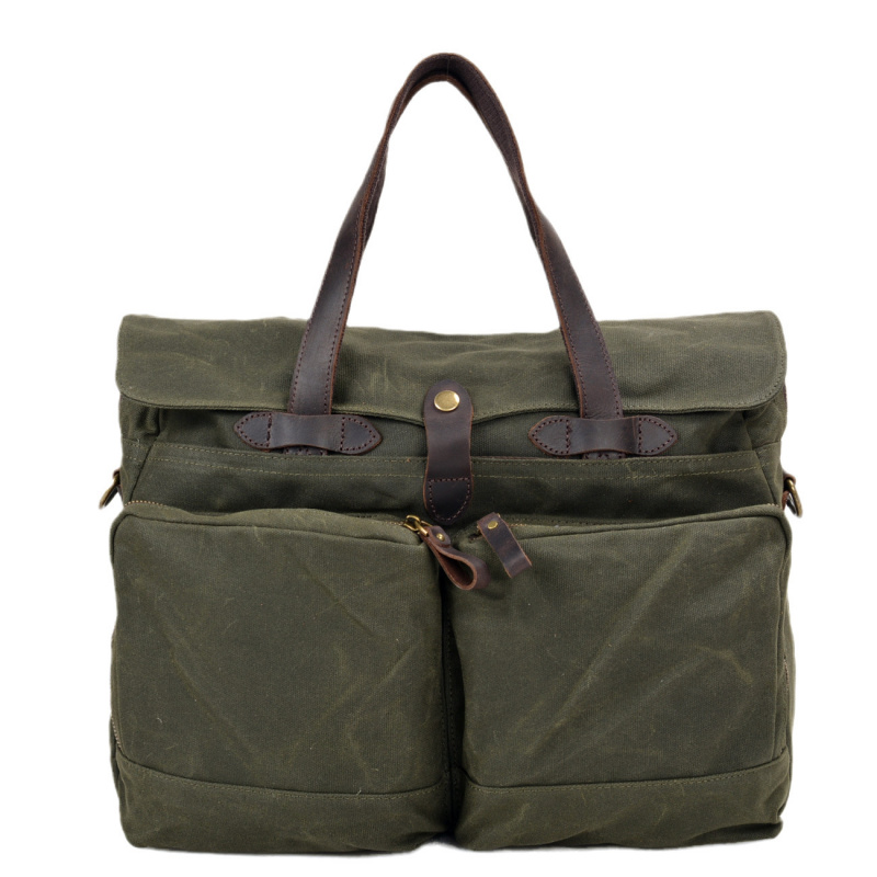 Soft Oil Wax Canvas Men's Bag Business Briefcase15.61-inch laptop bag, casual handbag, shoulder bag, crossbody bag