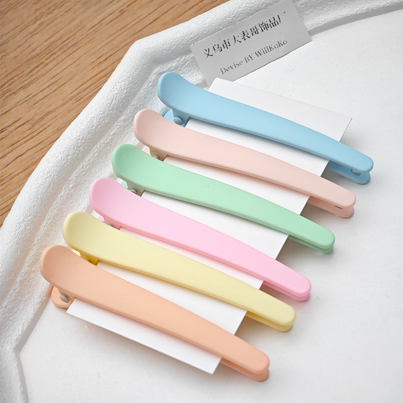 4Pcs/Set 7.8cm Barrettes Matte Solid Plastic Duckbill Hair Clips Hairpin No Trace Bangs Headwear Hair Accessories Women Girls