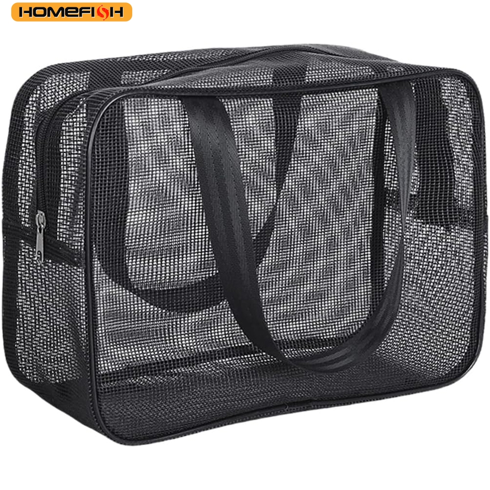 Bolsa de ducha de malla HOMEFISH, bolsa de almacenamiento de cosméticos, bolsa de ducha multifuncional, organizador de artículos de tocador portátil de gran capacidad