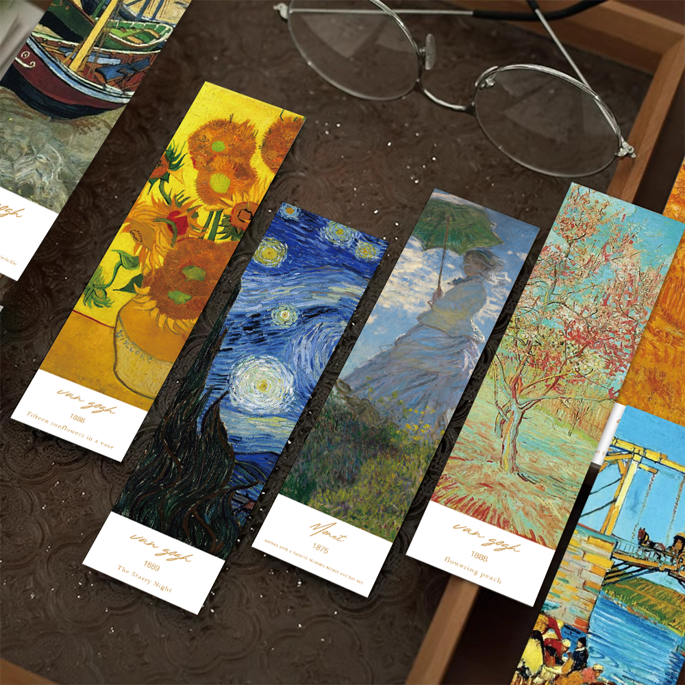 Marcadores de pintura clássica mundial, papel retrô, pintura a óleo, decoração, livro de leitura, marcadores de página, cartão, 1 pacote/30 peças