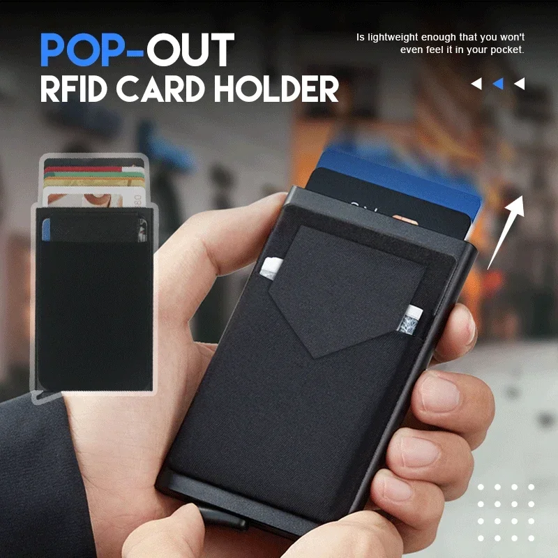 슬림한 안티-RFID 남성용 지갑 - 마법의 보호 기능이 있는 도난 방지 명함 지갑, 신분증, 은행 카드 및 돈 보관용