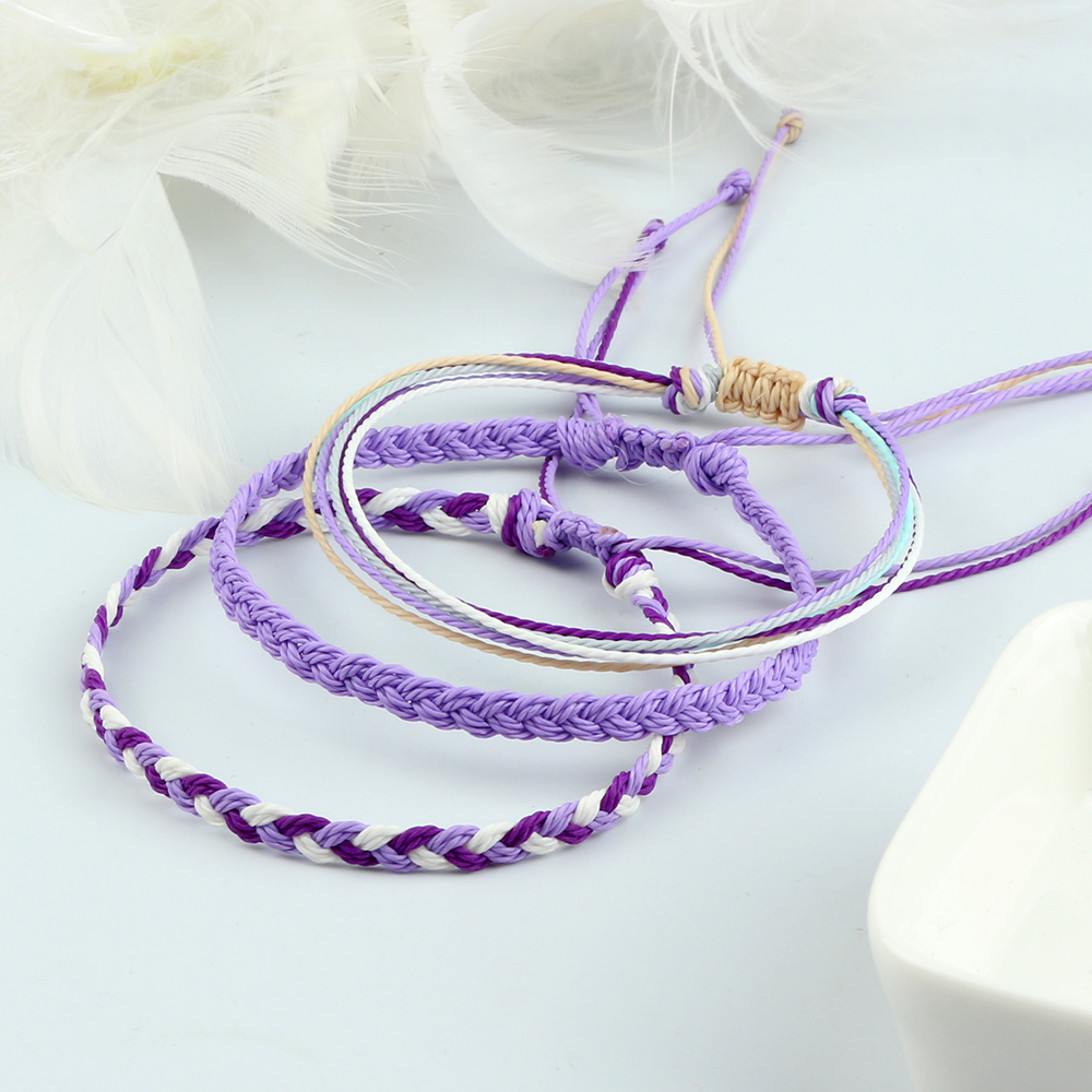 Bracelets tressés en fil de cire imperméable pour femmes et hommes, faits à la main, multicolores, bouddhiste tibétain, bijoux d'amitié et de Yoga, 3 pièces/ensemble