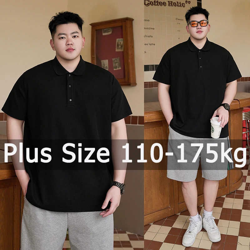 Polo da uomo Taglie forti 1XL-7XL 110-175 kg Polo a maniche corte T-shirt Polo larghe Top oversize Abbigliamento uomo di grandi dimensioni נו