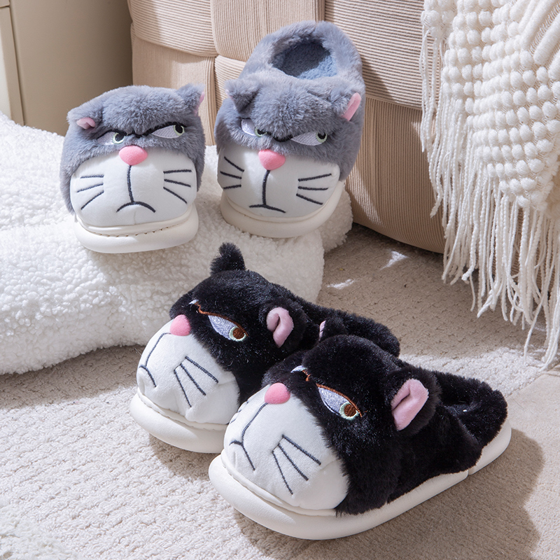 Zapatillas mullidas para mujer, casa con bonitos dibujos, zapatos informales de diseñador para invierno, zapatos planos para el hogar para niñas, calzado elegante de moda de felpa de talla grande