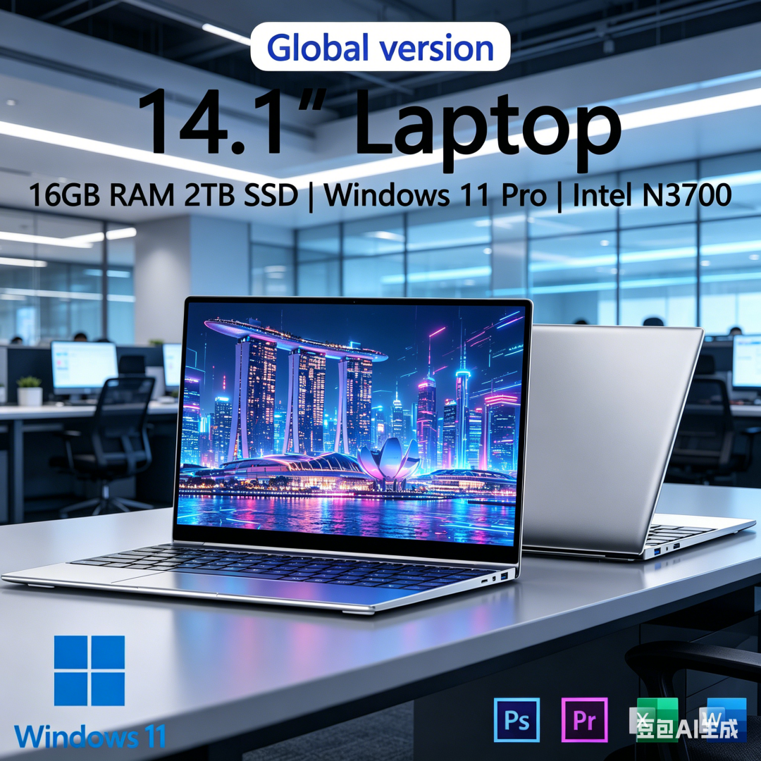 Computadora Portátil Clarion Elegante y Ultradelgada de 14.1 Pulgadas, 16 GB de RAM, 2 TB de SSD, Intel 4405U, PC para Juegos, Pantalla de 1920*1080, Computadora para Oficina y Estudio, Windows