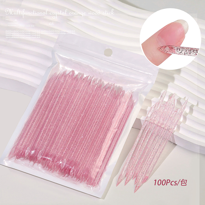 100 ชิ้นคริสตัล Glitter Stick Double End Nail Art Cuticle Pusher Remover เครื่องมืออะคริลิค Dot เพชรปากกาเล็บเครื่องมือ