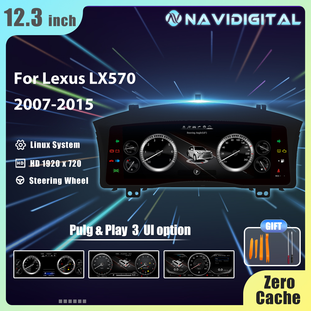 12,3-calowa cyfrowa deska rozdzielcza Prelingcar do Lexus LX570 2007-2015 lat Samochodowy panel Lcd Prędkościomierz Wirtualna kokpit