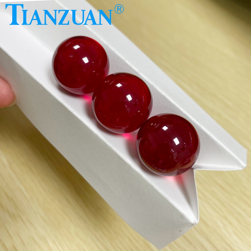 2mm-30mm Large Size Ruby Sphere Red Color Ball Sphere Shape Artificial Ruby Corundum Stone Beads Loose Stone Without Hole