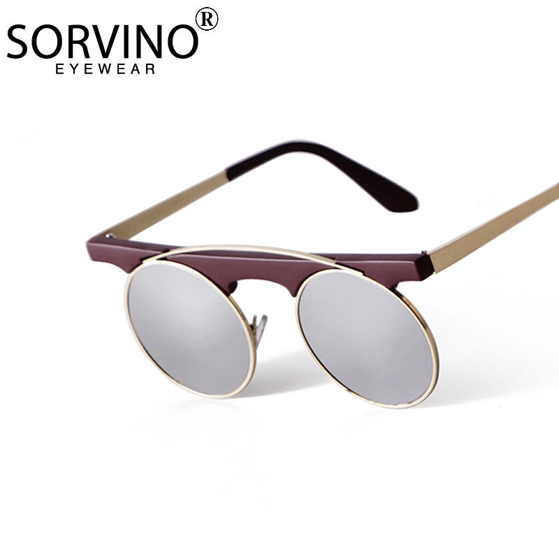 Retro mała okrągła oprawka damska okulary przeciwsłoneczne moda nowe śmieszne Hip Hop brązowe lustro jednoczęściowe metalowe damskie okulary mrówki