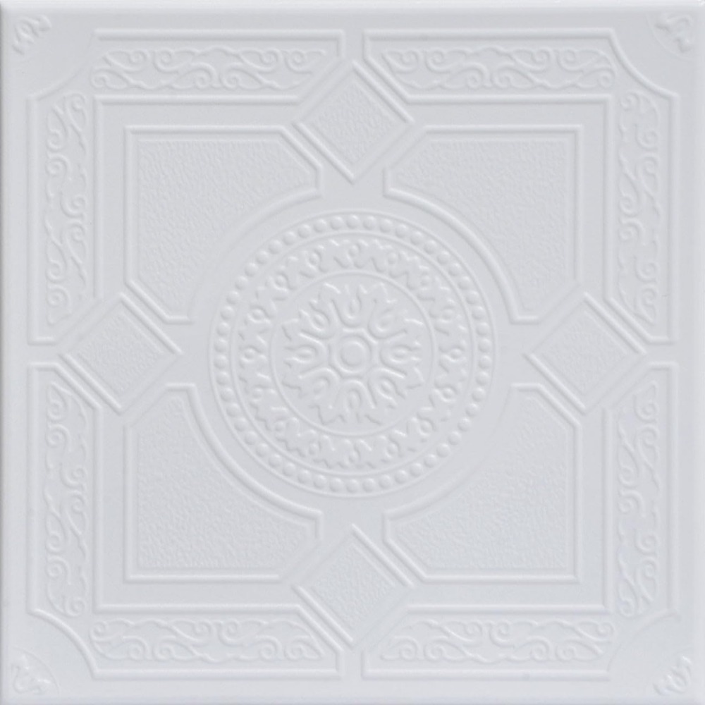 CEILINGS R30 Kensington Gardens Foam Glue-up Ceiling Tile (128 sq. ft./Case), Pack of 48, Ultra Pure White - Satin