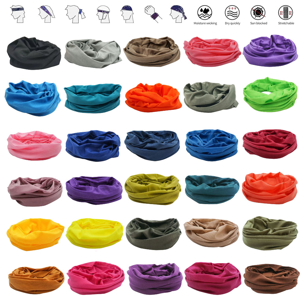 55 cores sólidas esportes ao ar livre bandana feminino verão bandana homens à prova de poeira protetores faciais tubo cachecol pescoço gaiter DC001-055