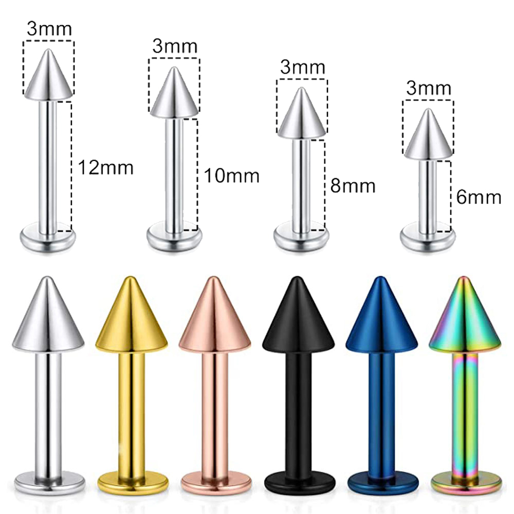 1PCS Edelstahl Spike Labret Stud Nase Lip Helix Bar Stud Taper Zunge Piercing Ohr Tragus Knorpel Ohrring Körper schmuck