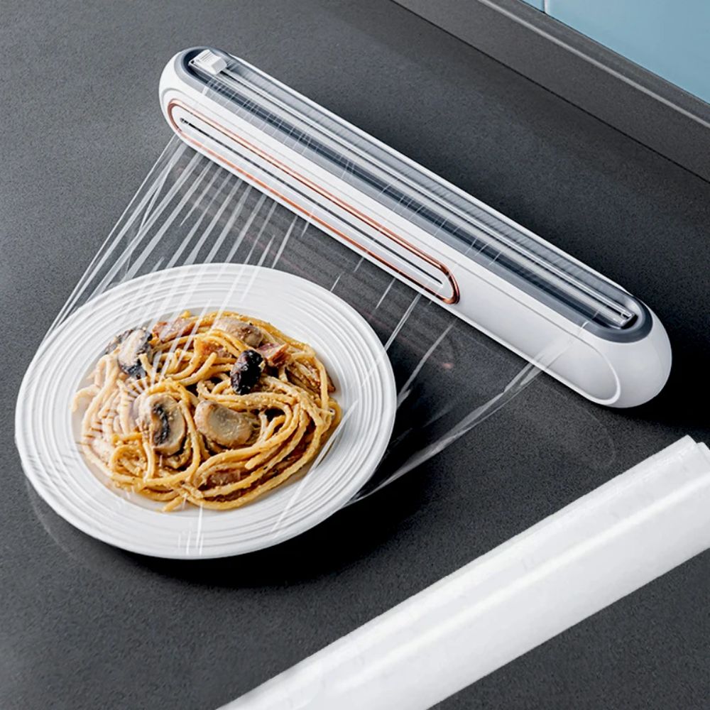 Magnetischer nachfüllbarer Kunststoffwickelspender mit Cutter Zinn Aluminiumfolienpender Cutter Film Wrap Dispenser Küchenwerkzeug