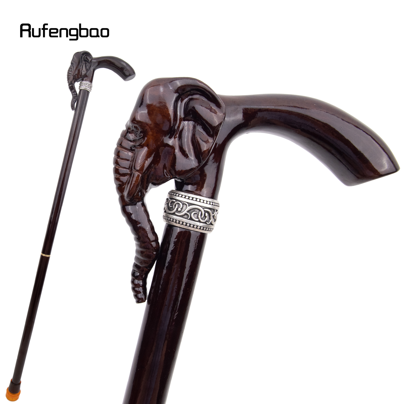 Olifant Bruine Houten Mode Wandelstok Decoratieve Vampier Cospaly Party Hout Walking Cane Halloween Mace Toverstaf Crosier 90Cm