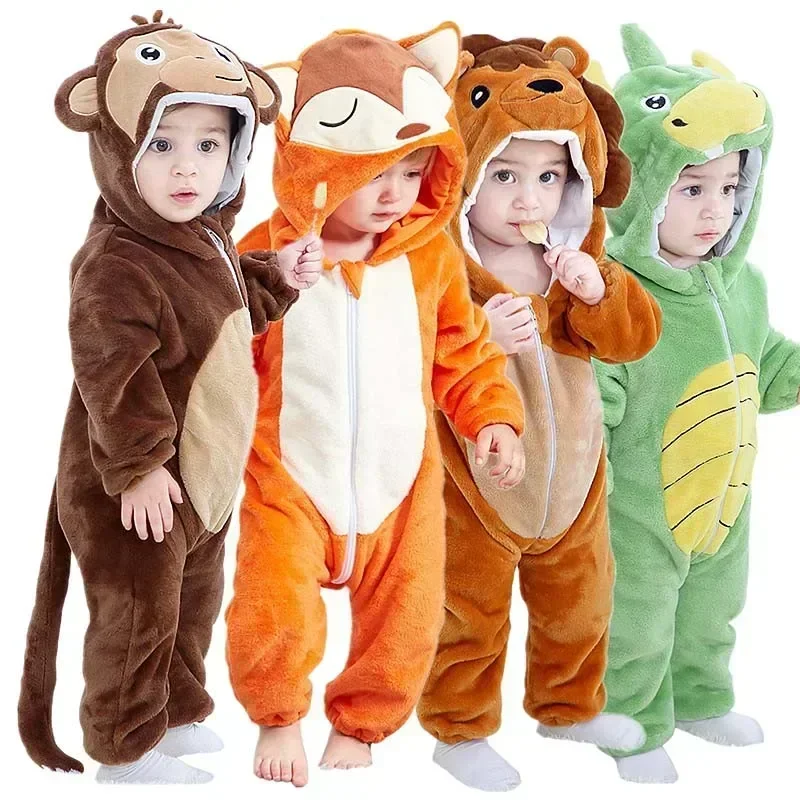 Peleles de bebé, disfraz de León Kigurumi de invierno para niñas, niños pequeños, mono de animales, Ropa infantil, pijamas, monos para niños, Ropa para bebés