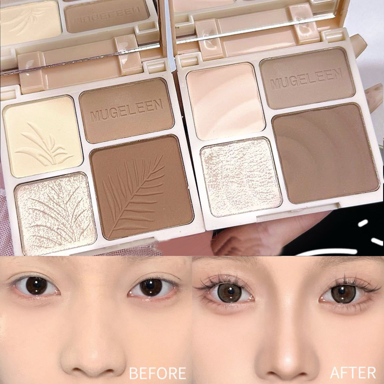 Highlight Repair Matte Fijne Glitter Uitgebreid Vierkleurenpalet Silhouet Neusschaduw Make-uppaletten Gezicht Verhelderend