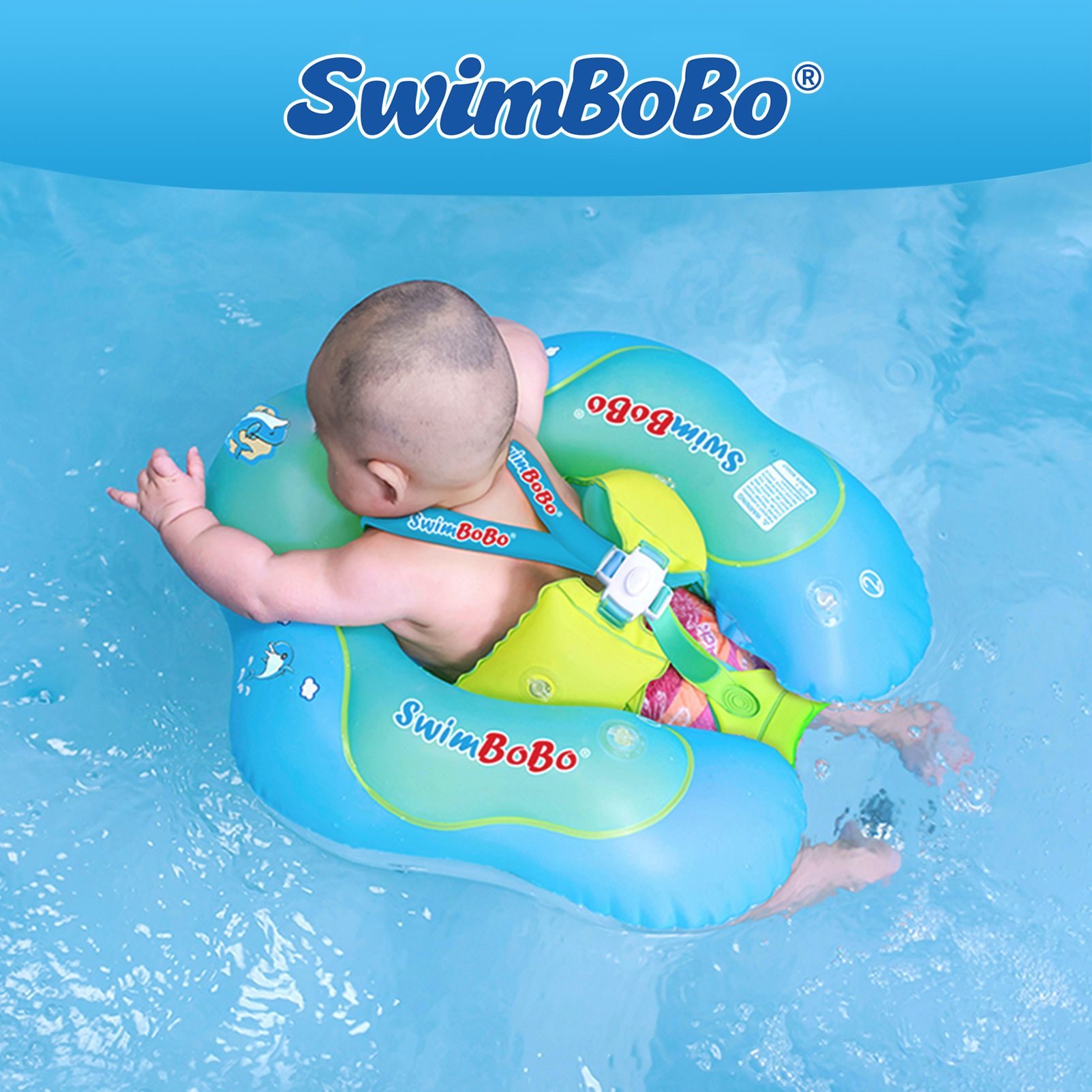 Надувной круг для плавания Swimbobo Baby с защитными плечевыми ремнями и мягкой губчатой защитой для груди, противоскользящий дизайн, для младенцев