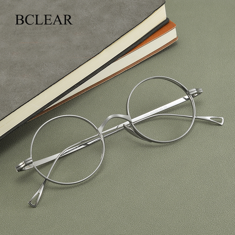 Bclear Nieuwe Aankomst Eenvoudige Mode Retro Ronde Puur Titanium Brillen Frame Unisex Spektakel Frames Optische Bril Ultralicht