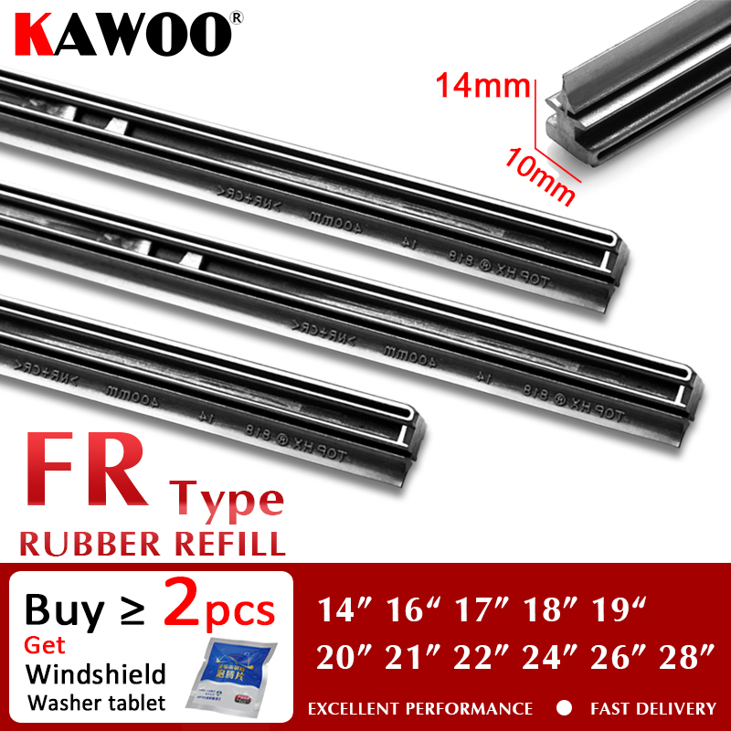 Kawoo Auto Voorruit Auto Wisser Strips Voertuig Insert Rubber Strip 14 "16" 17 "18" 19 "20" 21 "22" 24 "26" Fr 10Mm 1Pcs Accessoires