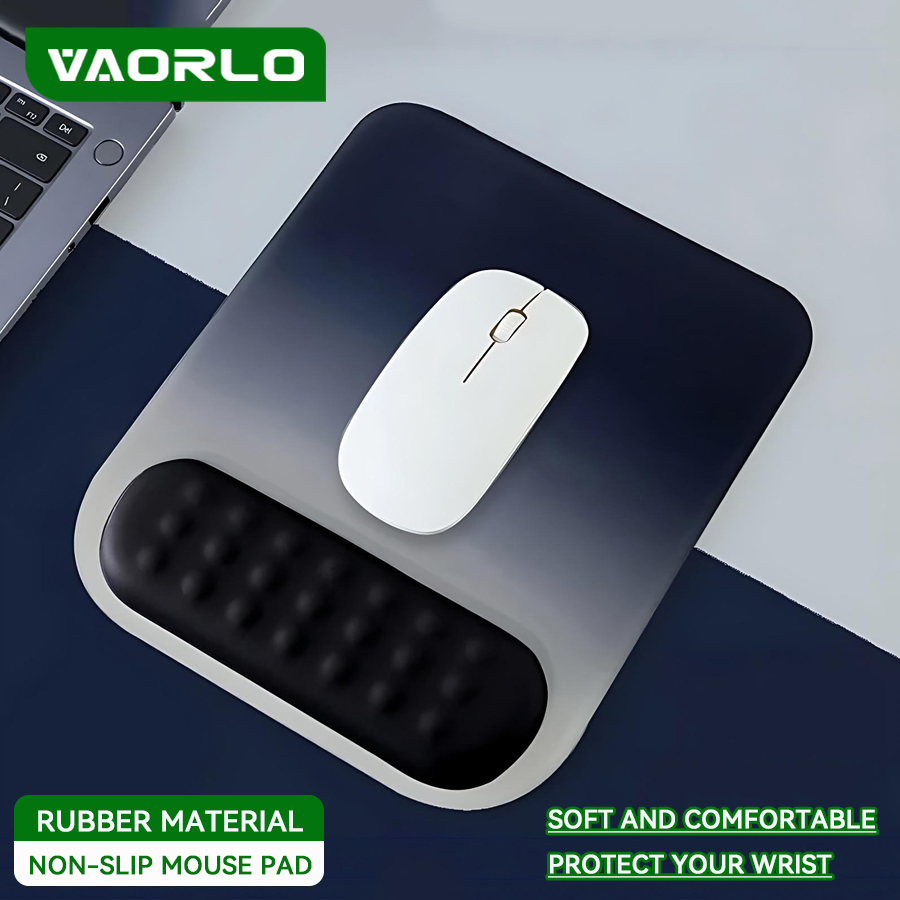 Tapis de souris à dégradé de couleurs avec repose-poignet, support de poignet et base antidérapante en silicone pour ordinateur (bureau/jeux). Repose-poignet en mousse à mémoire de forme.
