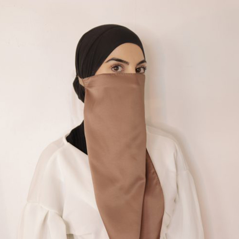 Niqab alta qualidade com corda de cetim muçulmano uma camada respirável cetim nida modesto roupas islâmicas oração hijab dropshipping