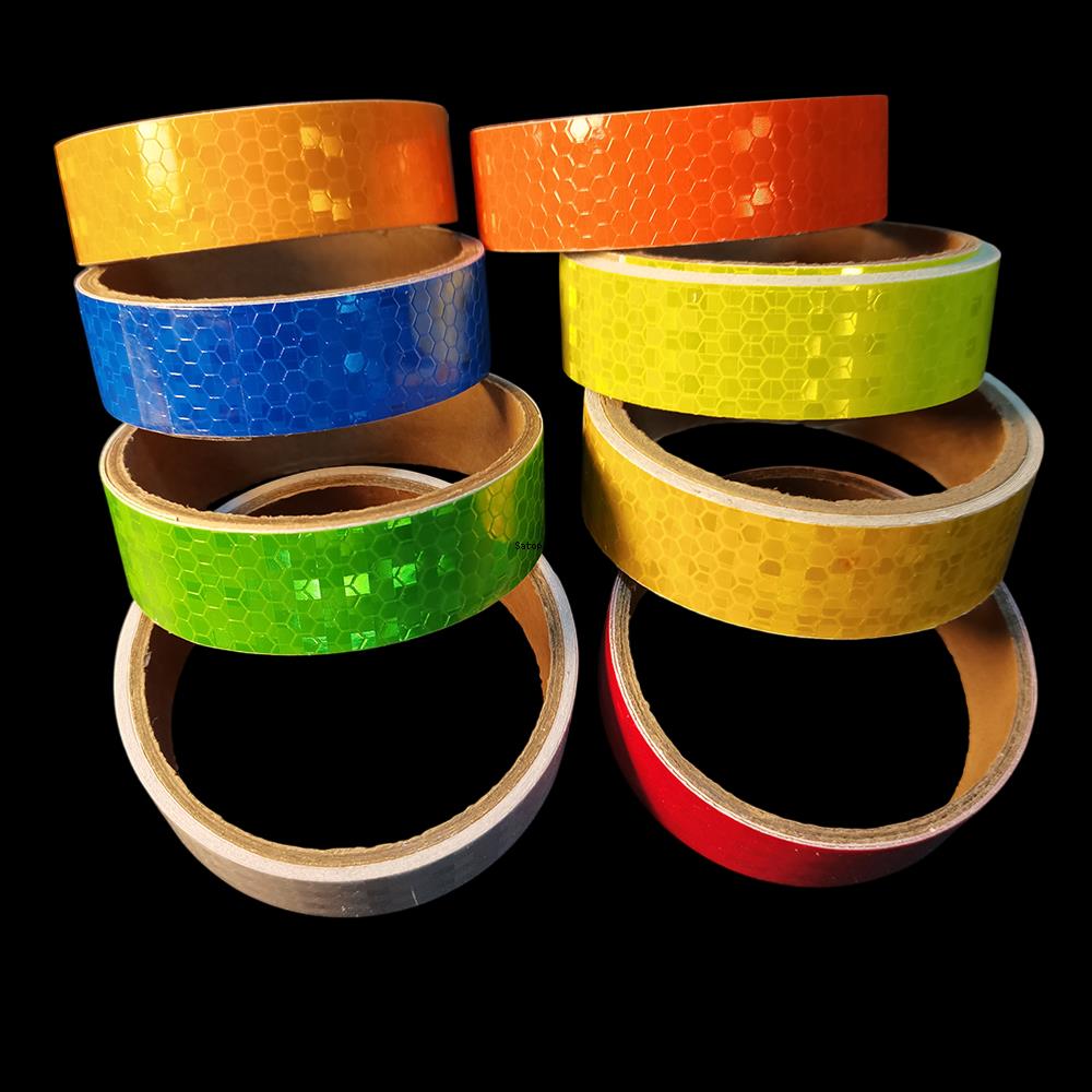 Bande de sécurité réfléchissante 2.5cm x 5m, autocollants d'avertissement d'extérieur imperméables pour vélo, blanc, rouge, Orange, jaune Fluorescent, autocollants réflecteurs