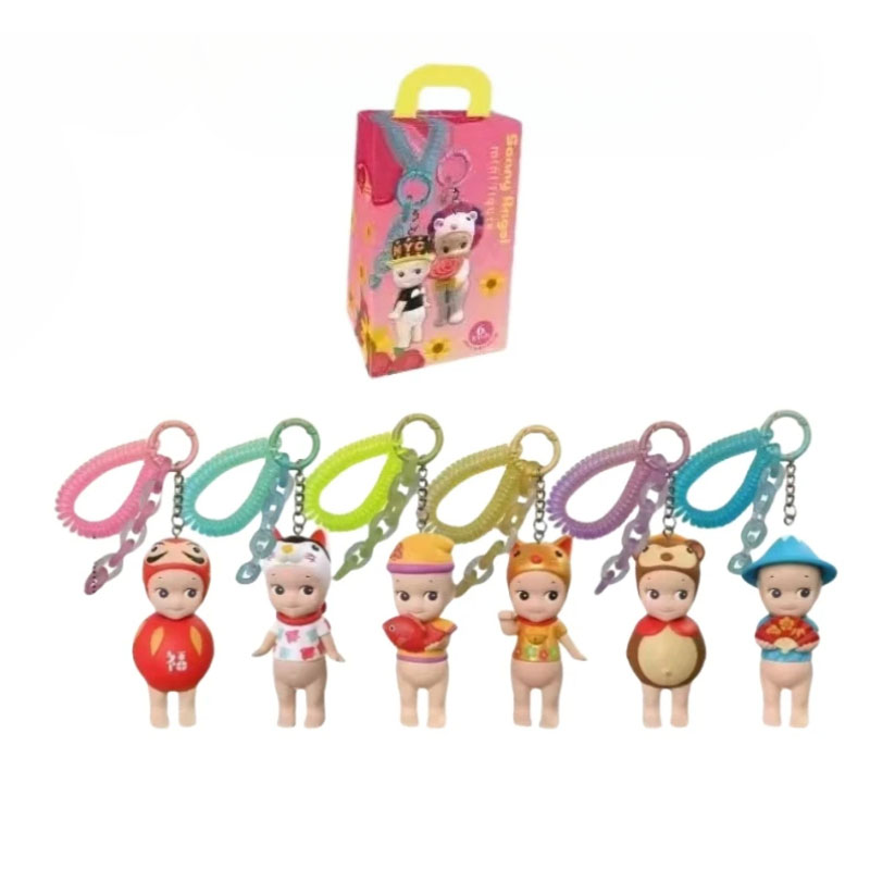 Angel lucky serie sleutelhanger Blind box Figuur PVC sleutel Rugzak hanger Decoratie Accessoire Model Kinderen Speelgoed Pop Cadeau
