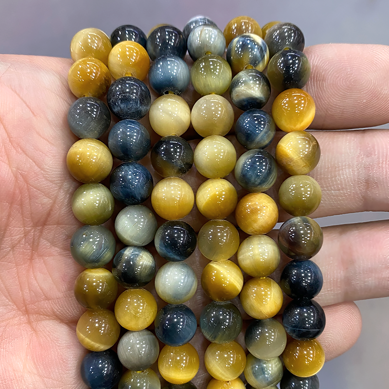 Perles Rondes en Pierre Naturelle, Replnette Lisse, Œil de Tigre, Breloques pour Bracelet, Collier pour Bijoux de Direction, Fil de 15 Pouces, 6mm, 8mm, 10mm, 12mm