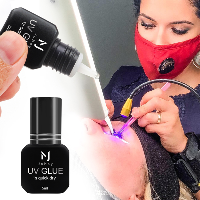 Pegamento para pestañas UV resistente al agua, Kit de extensión de pestañas, secado rápido, duración de 1 segundo, 75 días, pegamento UV, 5ml para maquillaje cosmético de pestañas adhesivo extensiones de pestañas
