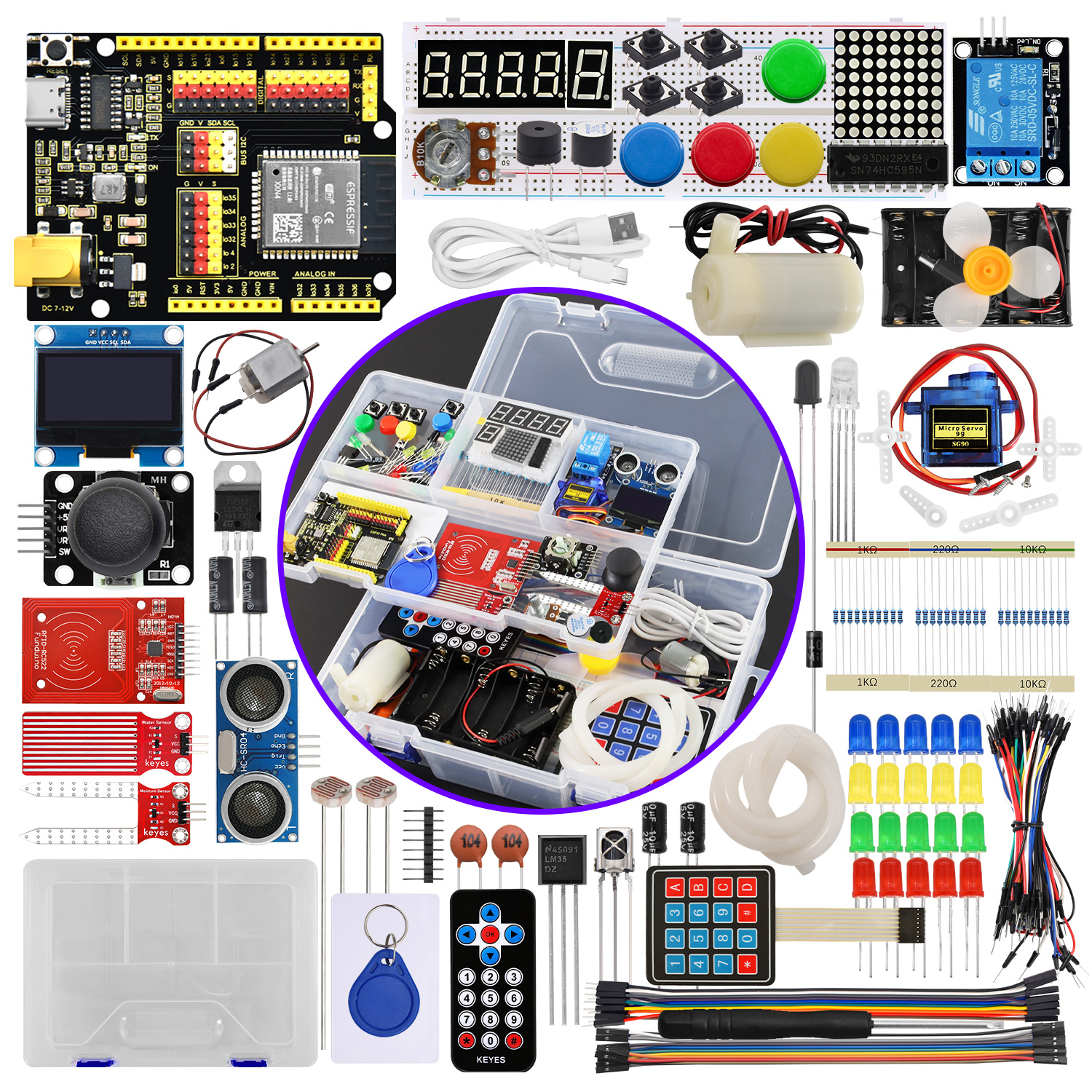 Keyestudio IOT Kit de aprendizaje básico para Arduino ESP-32 con Tutorial Arduino 40 proyectos de experimentos explorar el mundo electrónico IOT