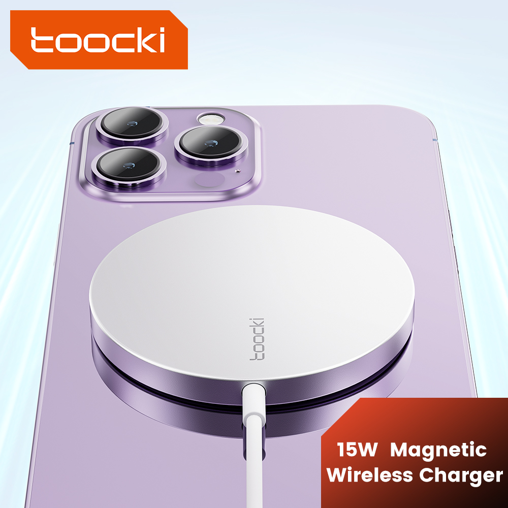 Toocki 15W magnetyczna bezprzewodowa ładowarka do iPhone'a 14 QI szybka bezprzewodowa ładowarka do iPhone'a 13 12 Ultra cienka ładowarka do telefonu 5.5mm