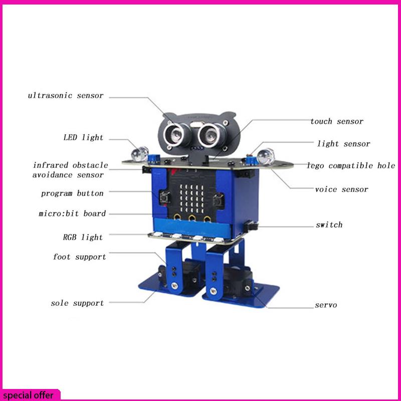 A65Z Happybot Programação Carro Robô Programação Carro + XR Scratch Biped Walking Dance Music Micro:Bit Placa-mãe APP