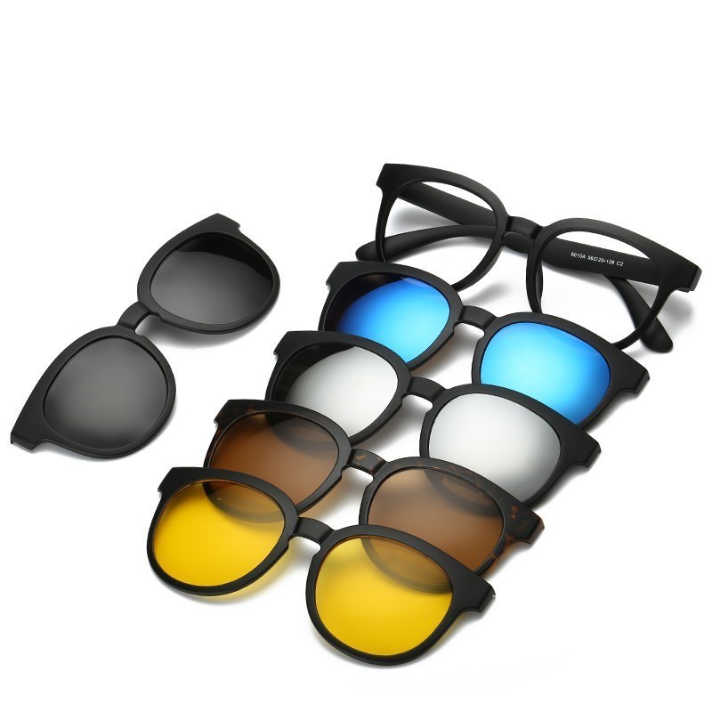 Lunettes de soleil 6 en 1 pour homme et femme, avec fixation magnétique et optique polarisée, monture de verres, accessoire personnalisable, polaroid