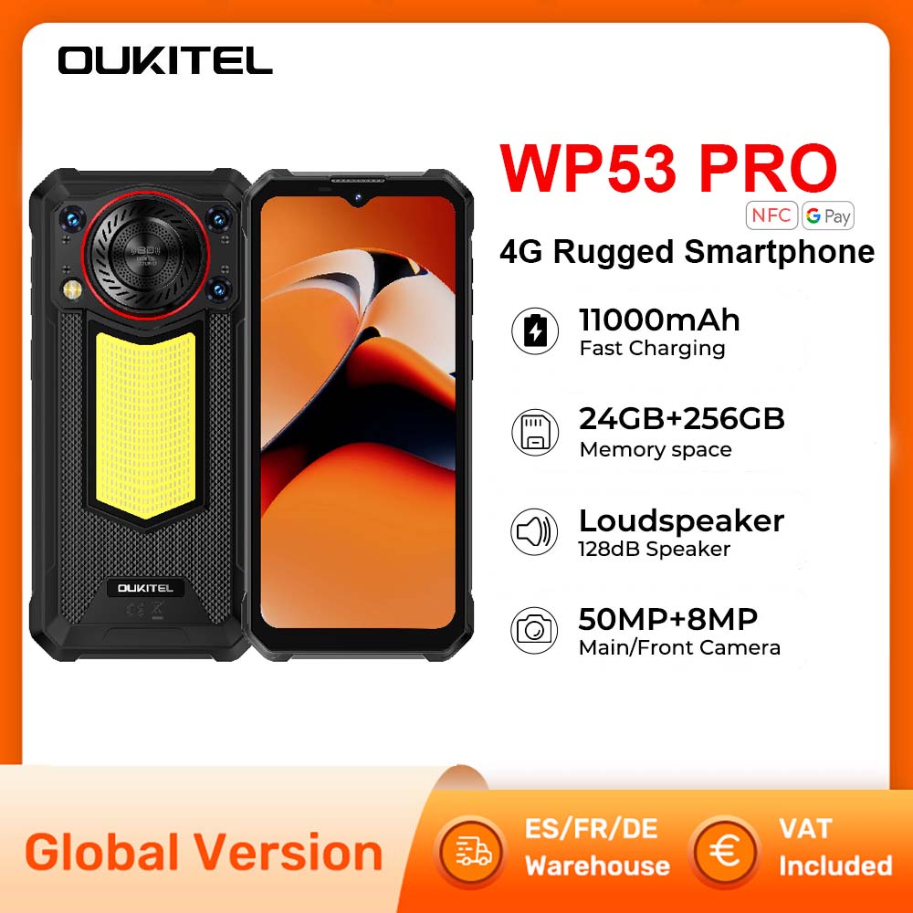 【NOWOŚĆ】OUKITEL WP53 PRO Wytrzymały telefon, 24 GB + 256 GB 11000 mAh Android 15 6,52 cala NFC 50 MP telefon komórkowy