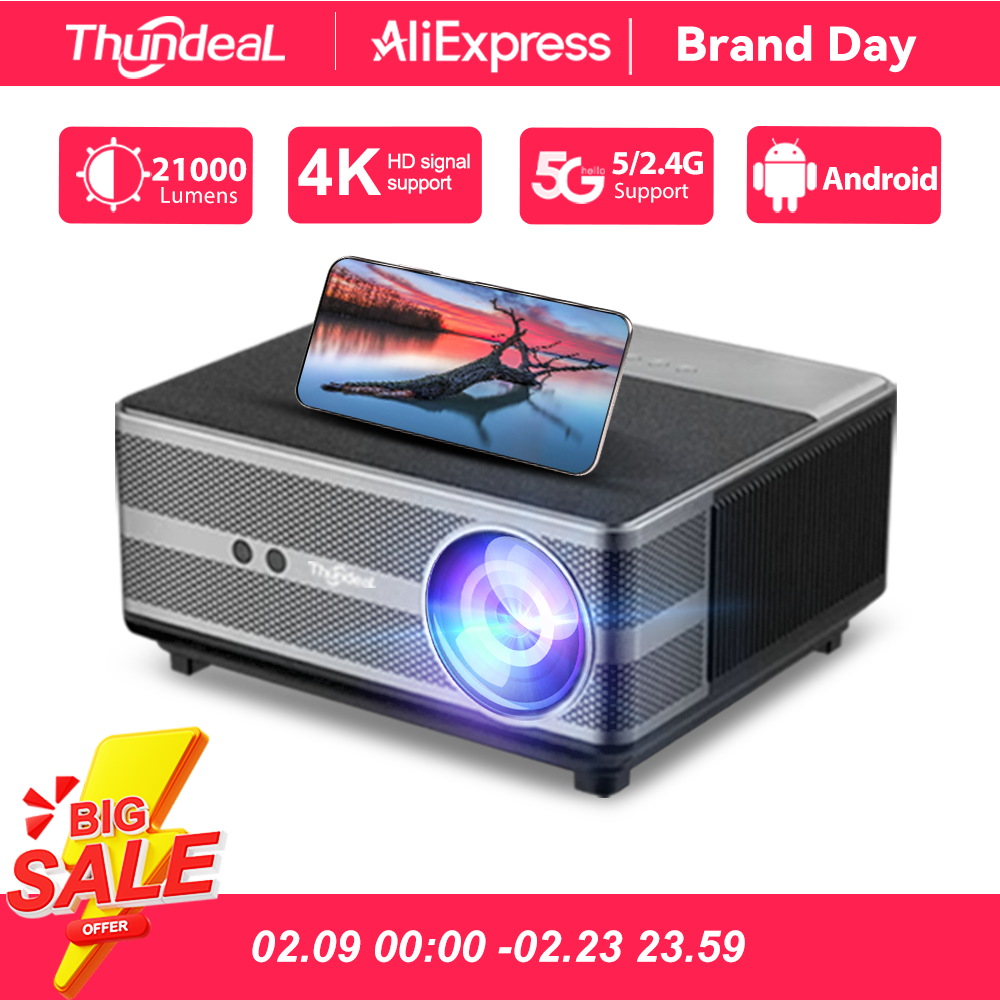 ThundeaL TD98 1080P Full HD โปรเจคเตอร์ LED 4K WiFi Android โปรเจคเตอร์ Auto Focus TD98W PK DLP 3D วิดีโอสมาร์ทโฮมเธียเตอร์ Beamer