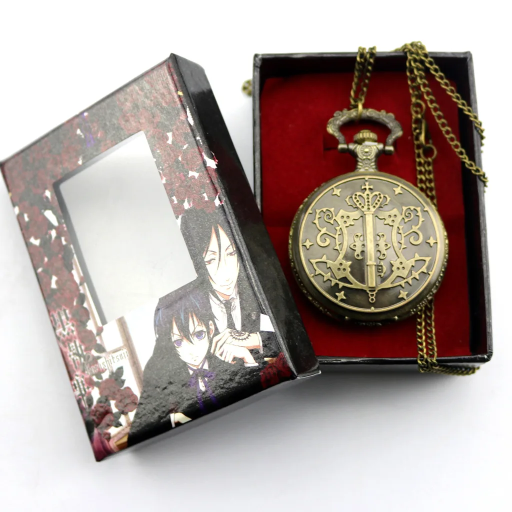 Anime Kuroshitsuji Cosplay Prop Sebastian zegarki kieszonkowe Kuroshitsuji zegarek kieszonkowy wisiorek dla kobiet mężczyzn/prezent dla mężczyzny