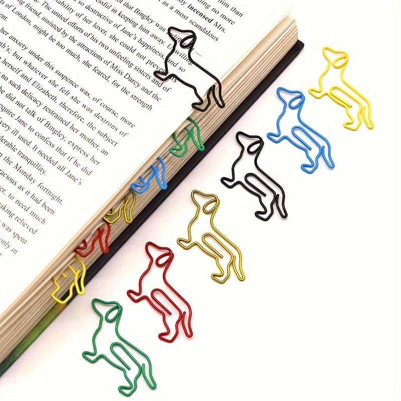 Pinces à papier en métal multicolores en forme de teckel, Clips de marque-page animaux créatifs pour l'organisation des documents de bureau et la papeterie