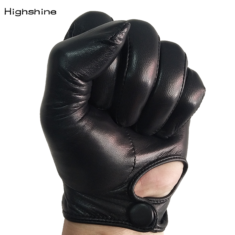 Unlined Luxury Mens Genuine Leather Gloves Soft High Quality GoatSkin Tight Hand For Touch Screen Driving Winter Warm Gloves