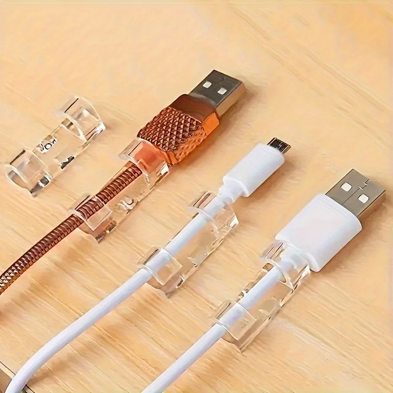 Clips de Cable adhesivos transparentes, organizador de cables sin perforaciones, hebilla de soporte para cables, bridas para cables para el hogar, Clip Orginazer, 20/40 Uds.