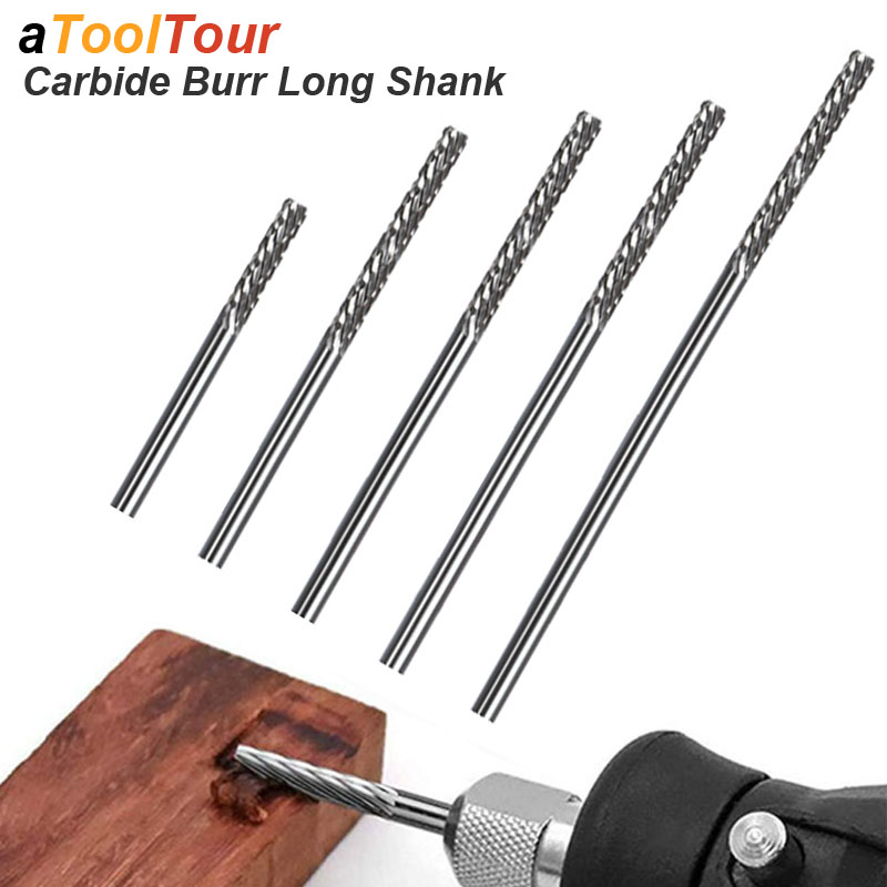3mm 1/8 haste longa desenho brocas de carboneto para ferramenta dremel fresa rebarba corte diamante rotativo 38mm a 100mm comprimento metal madeira