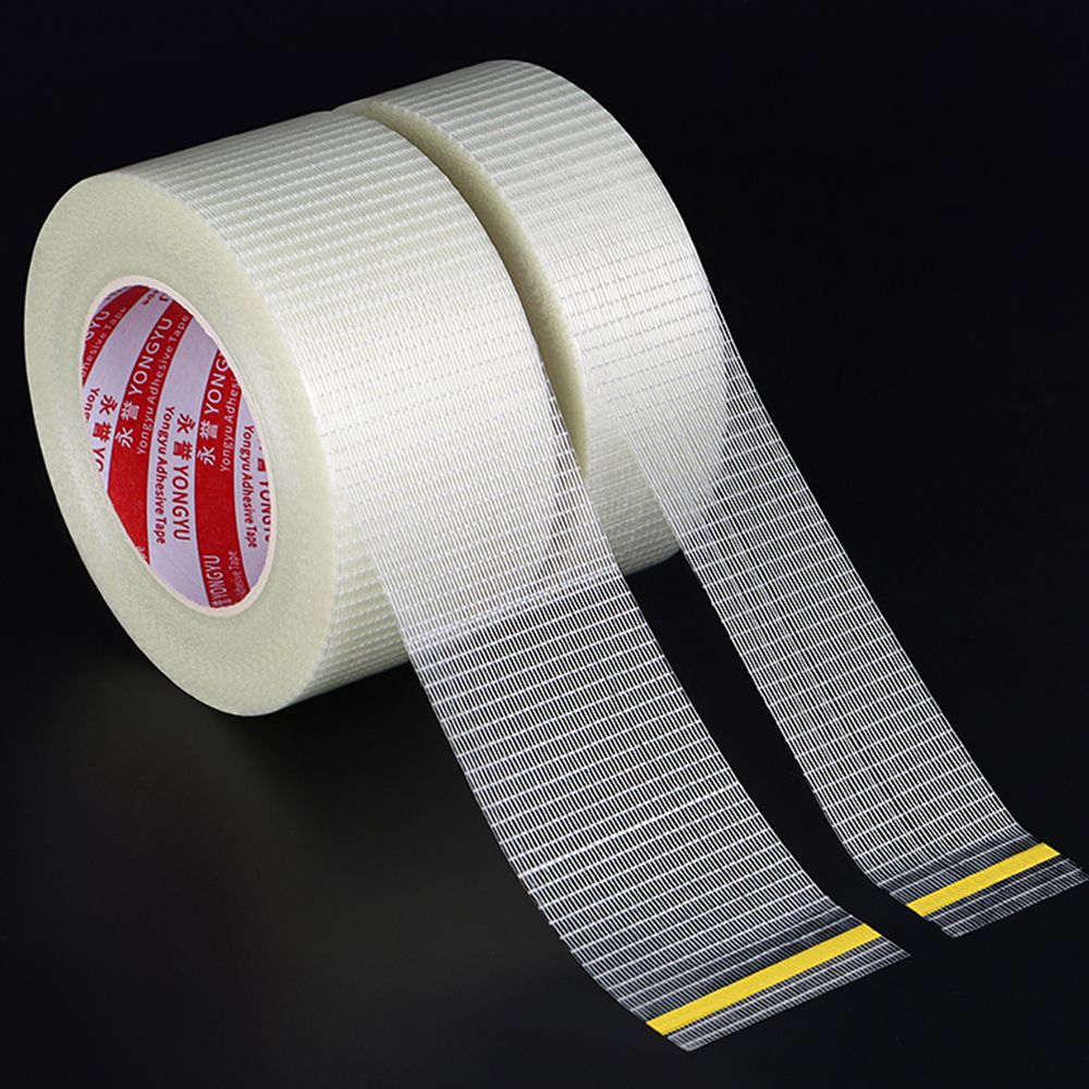 Cinta de filamento de fibra de vidrio de un solo lado, flejado de filamento bidireccional transparente, cinta de embalaje fija de cartón para electrodomésticos