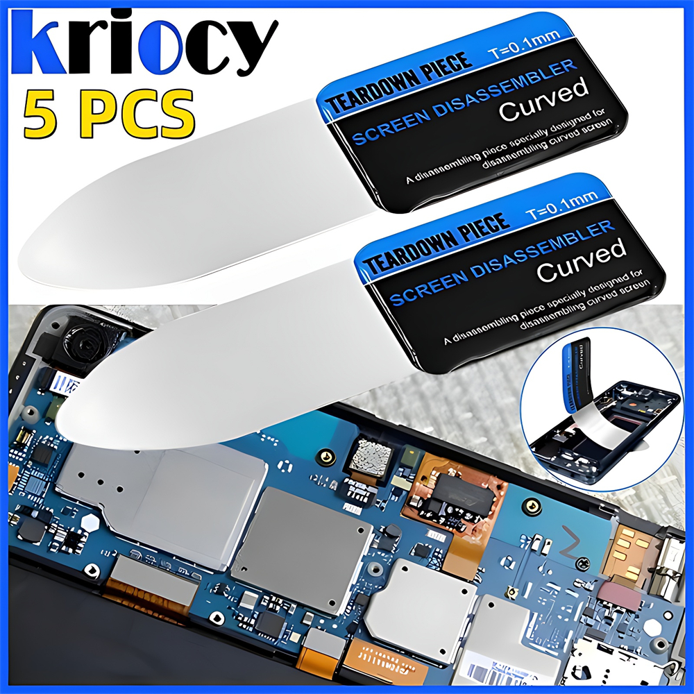 Spudger de pantalla LCD curvada para teléfono móvil, herramientas de apertura de tarjeta de palanca, teléfono móvil Flexible ultrafino, desmontaje de Metal de acero, 1-5 uds.