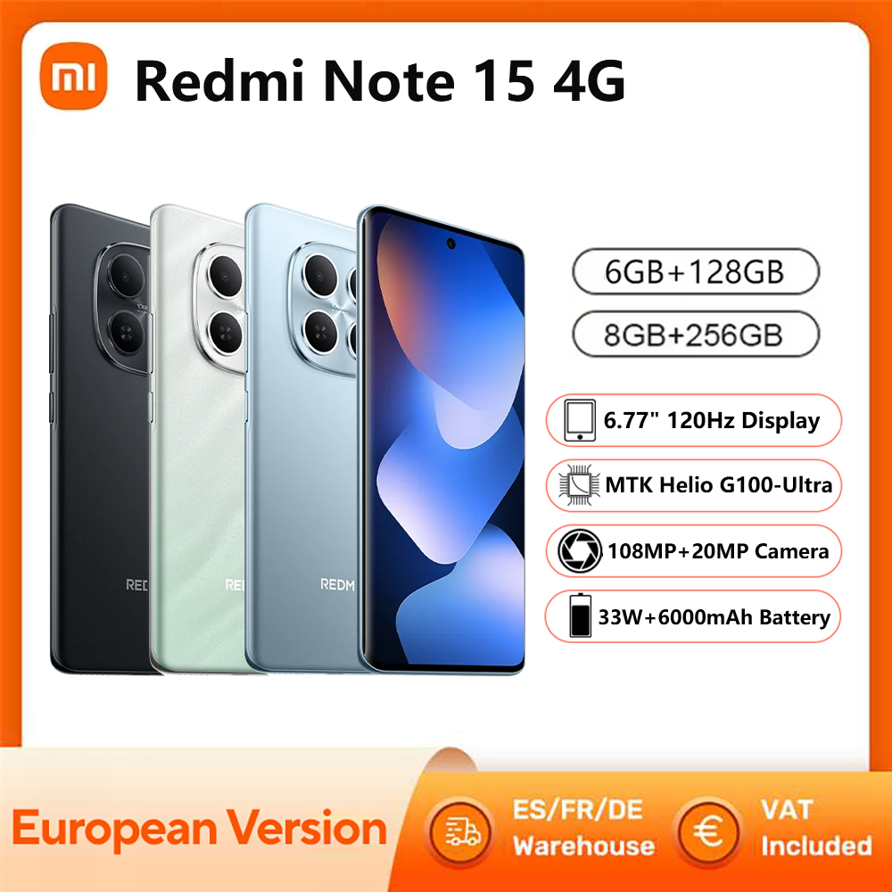 Xiaomi Redmi Note 15 4G Smartphone NFC MediaTek Helio G100-Ultra 6,77 inch 120Hz scherm 108MP camera 33W opladen 6000mAh batterij